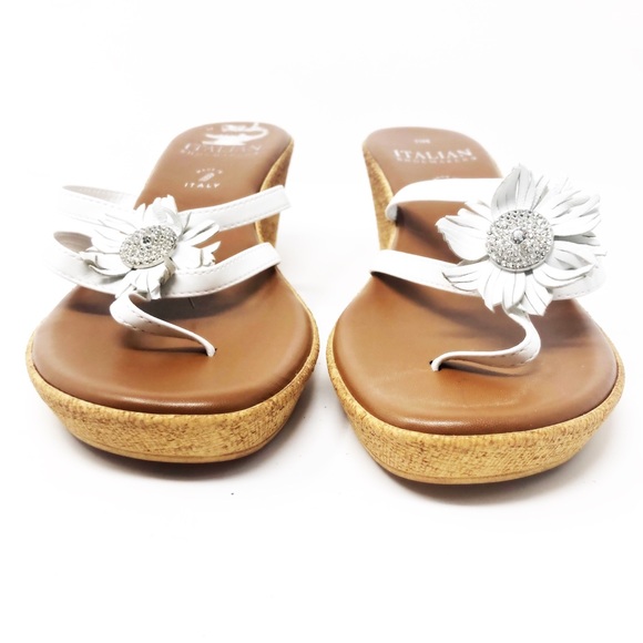 Italian Shoemakers‎ White Floral Wedge Sandals Size 11 US - Picture 2 of 6